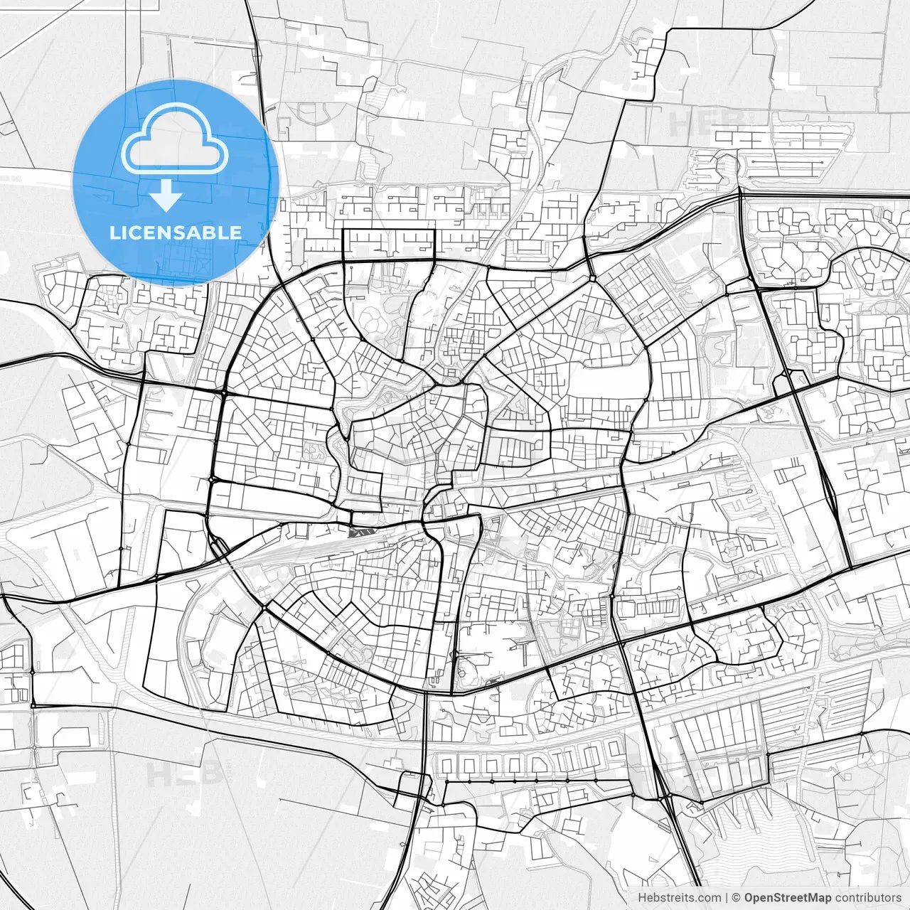 Vector PDF map of Leeuwarden, Netherlands