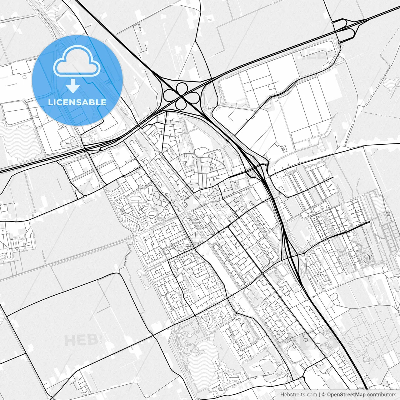 Vector PDF map of Heerenveen, Netherlands