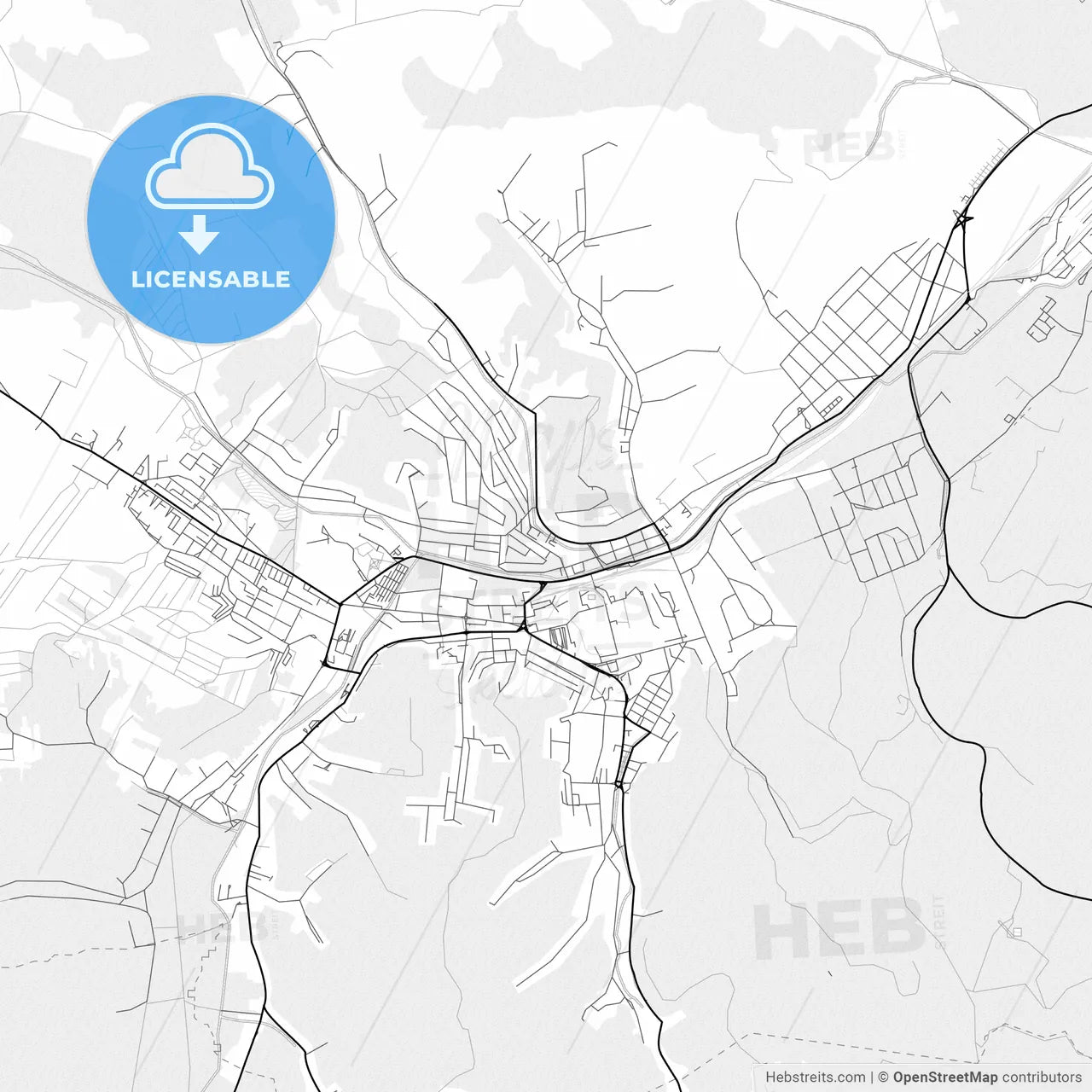 Vector PDF map of Ózd, Hungary