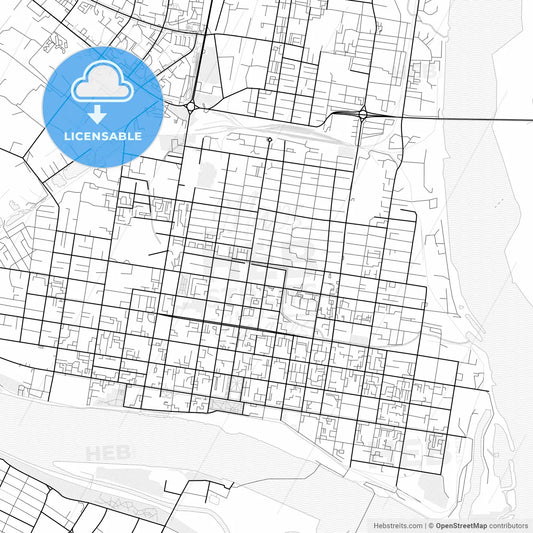 Vector PDF map of Blagoveshchensk, Russia