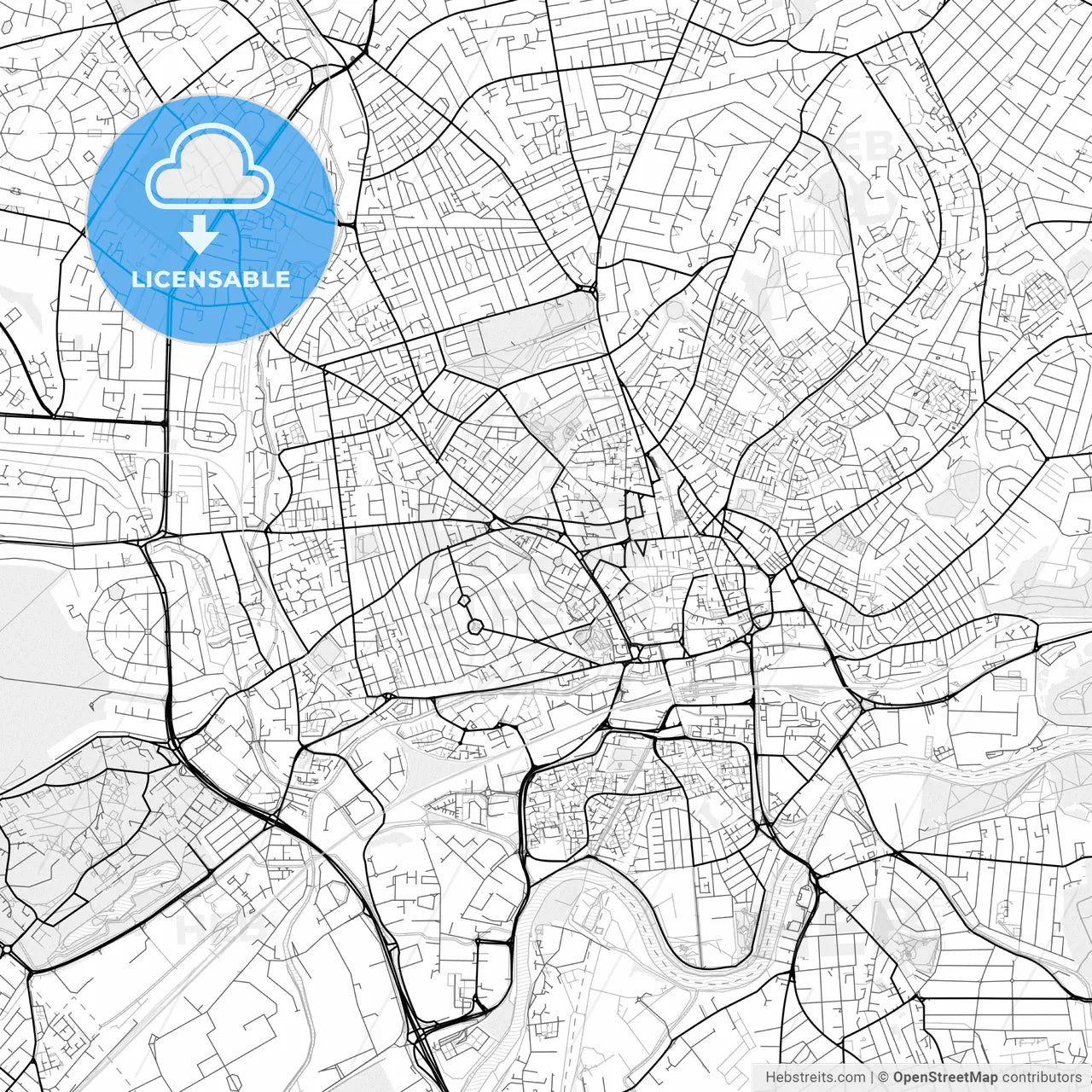 Vector PDF map of Nottingham, England