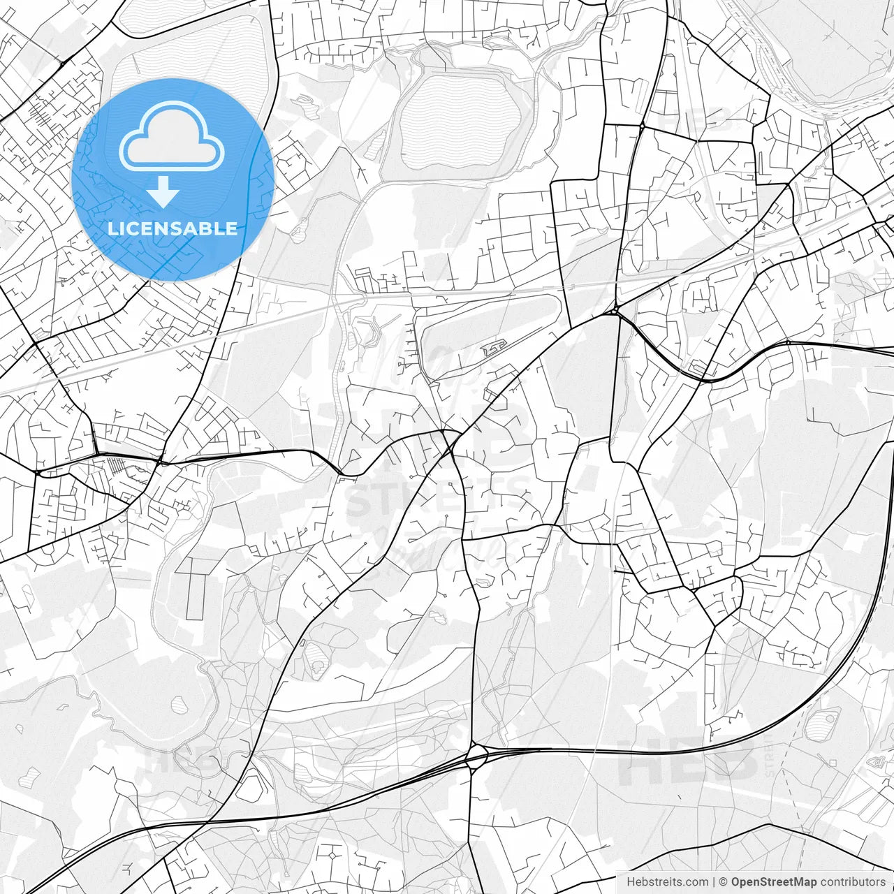 Vector PDF map of Esher, England