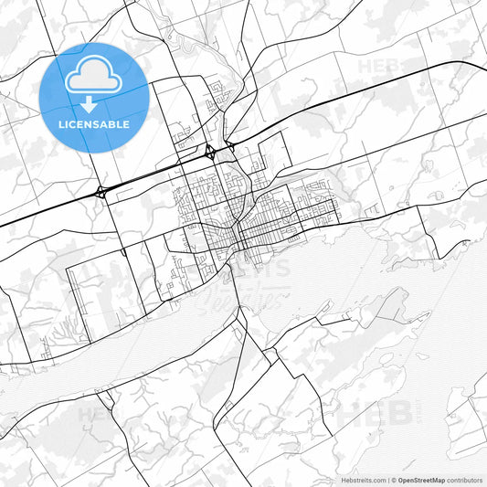 Vector PDF map of Belleville, Canada