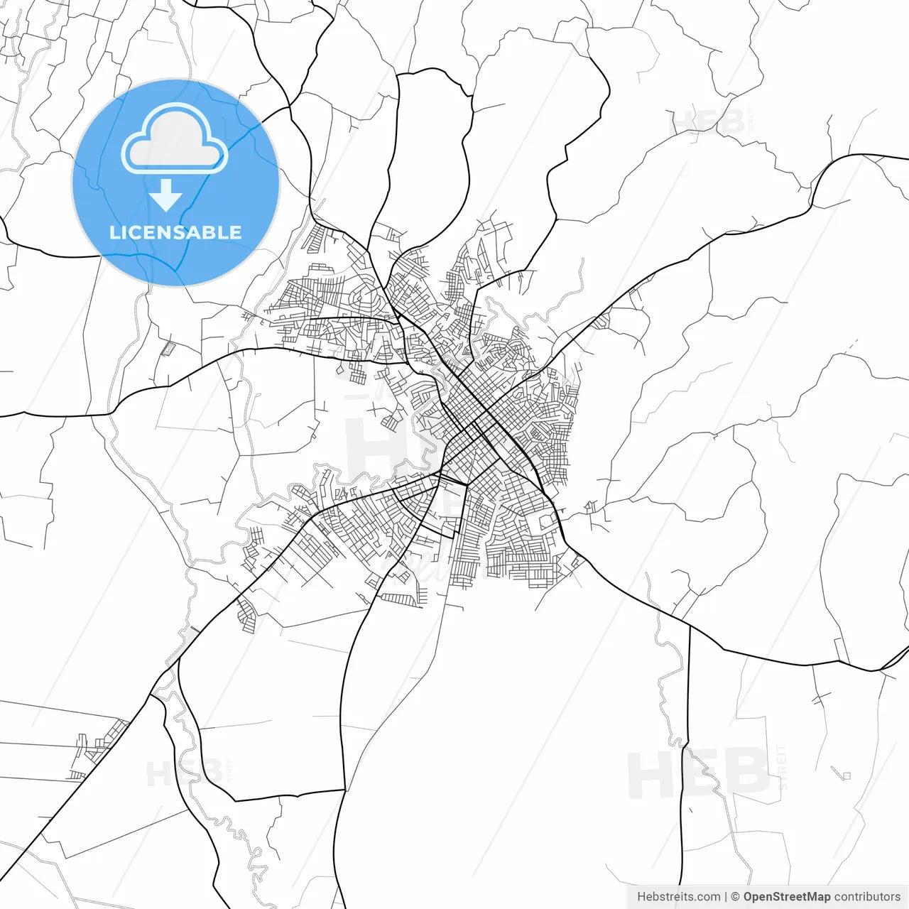 Vector PDF map of San Francisco de Macorís, Dominican Republic