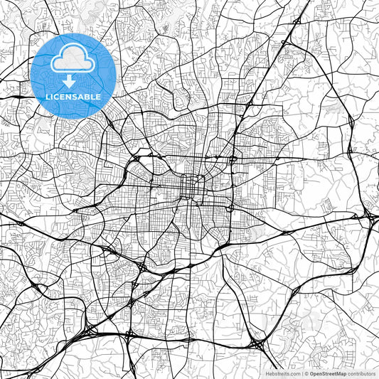 Vector PDF map of Greensboro, North Carolina, United States