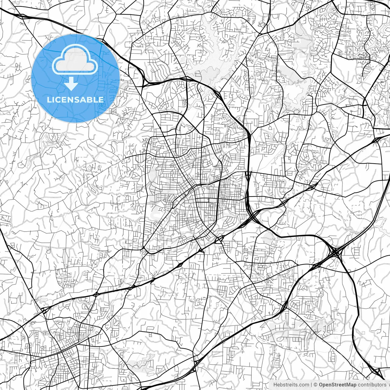 Vector PDF map of High Point, North Carolina, United States