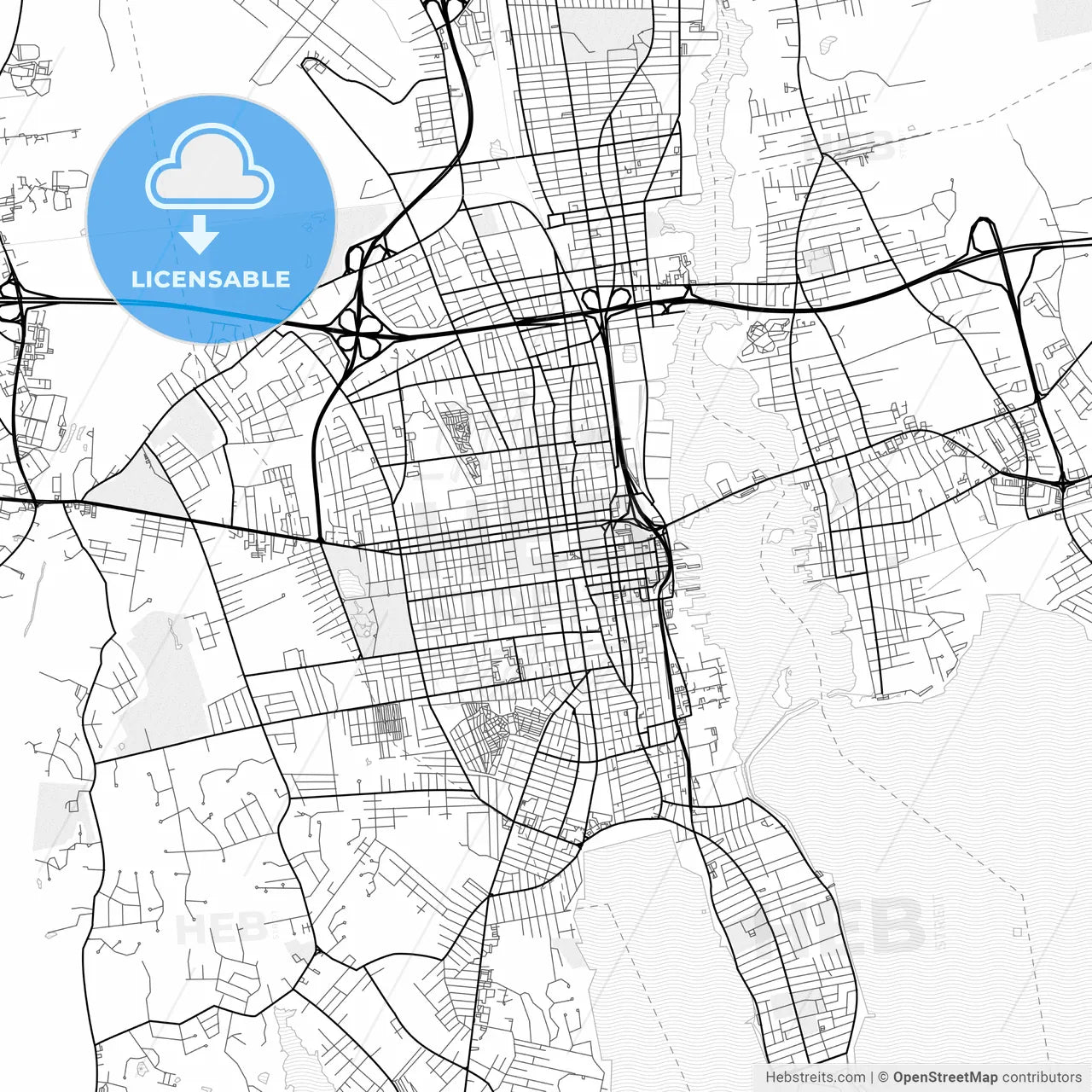 Vector PDF map of New Bedford, Massachusetts, United States