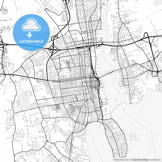 Vector PDF map of New Bedford, Massachusetts, United States