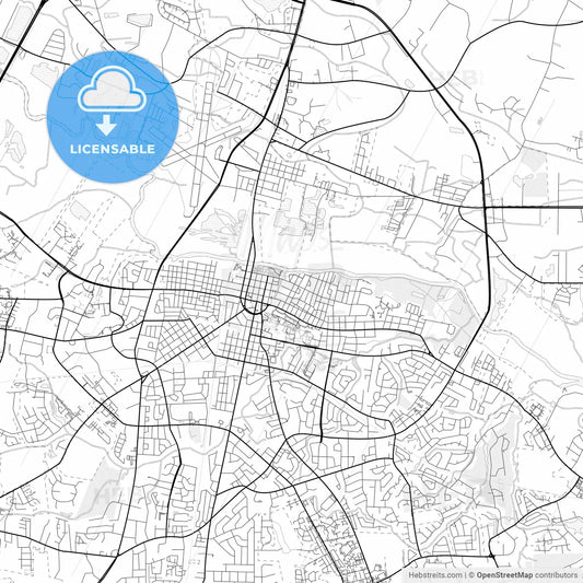 Vector PDF map of Greenville, North Carolina, United States