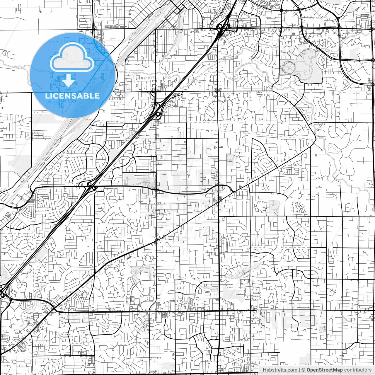 Vector PDF map of Citrus Heights, California, United States