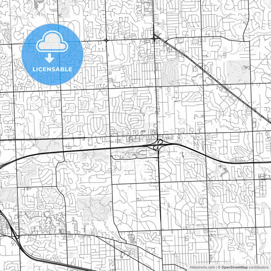 Vector PDF map of Farmington Hills, Michigan, United States