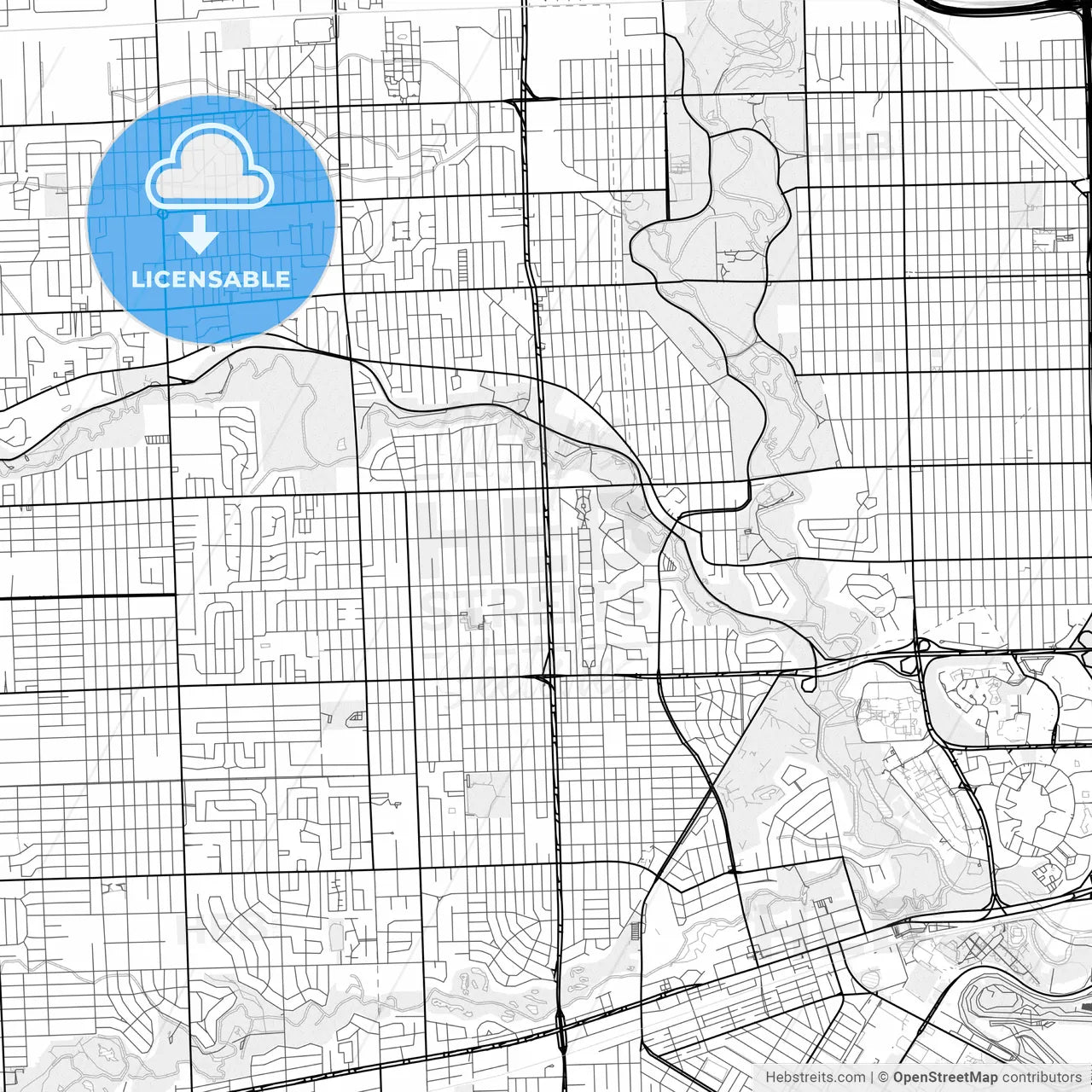 Vector PDF map of Dearborn Heights, Michigan, United States