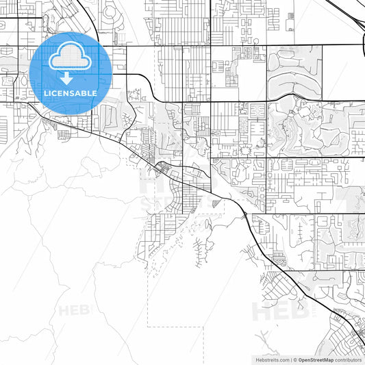 Vector PDF map of Cathedral City, California, United States