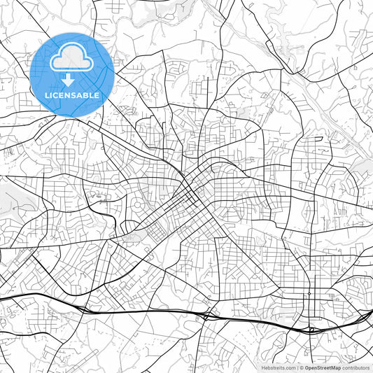 Vector PDF map of Burlington, North Carolina, United States