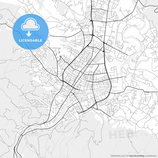 Vector PDF map of Banja Luka, Bosnia and Herzegovina