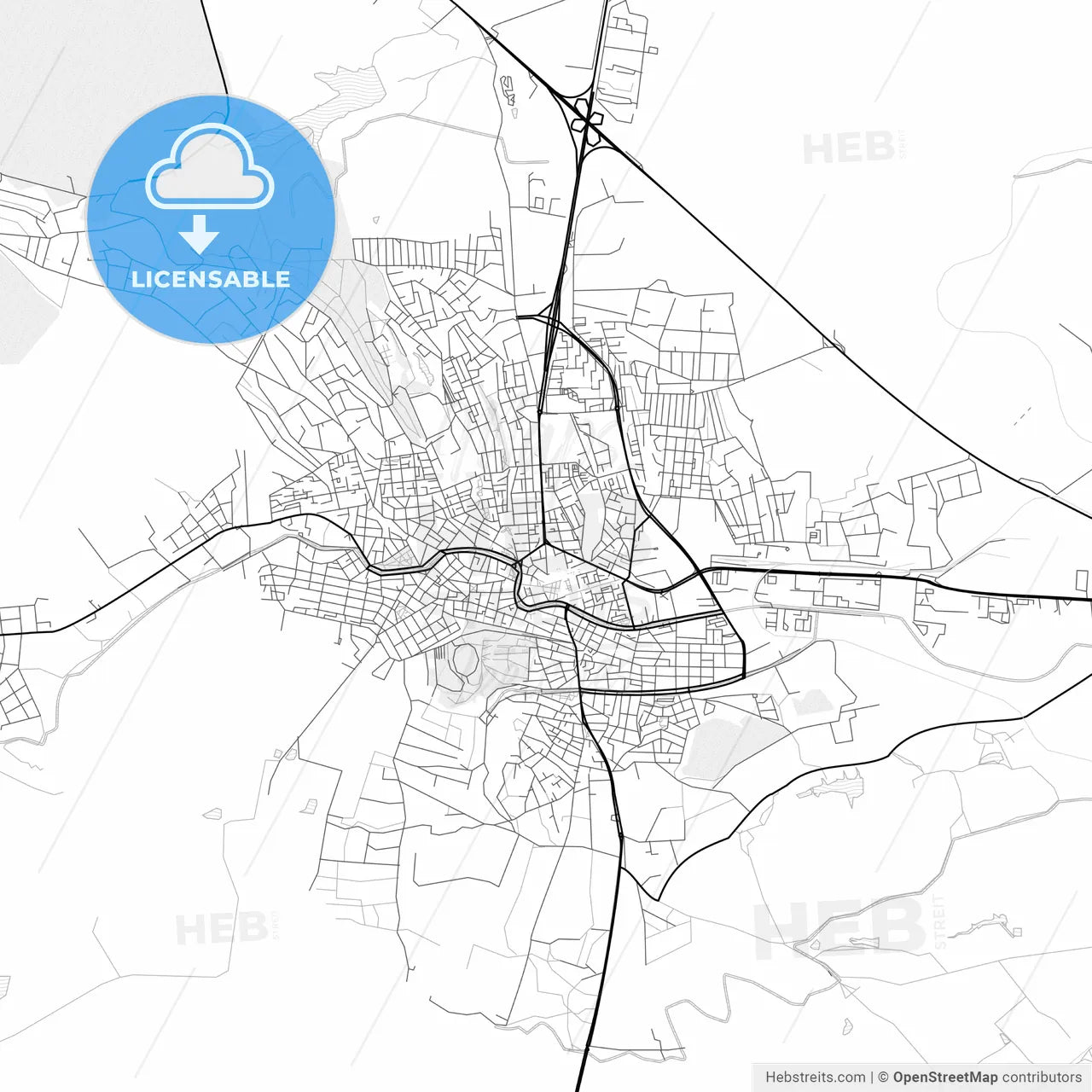 Vector PDF map of Haskovo, Bulgaria