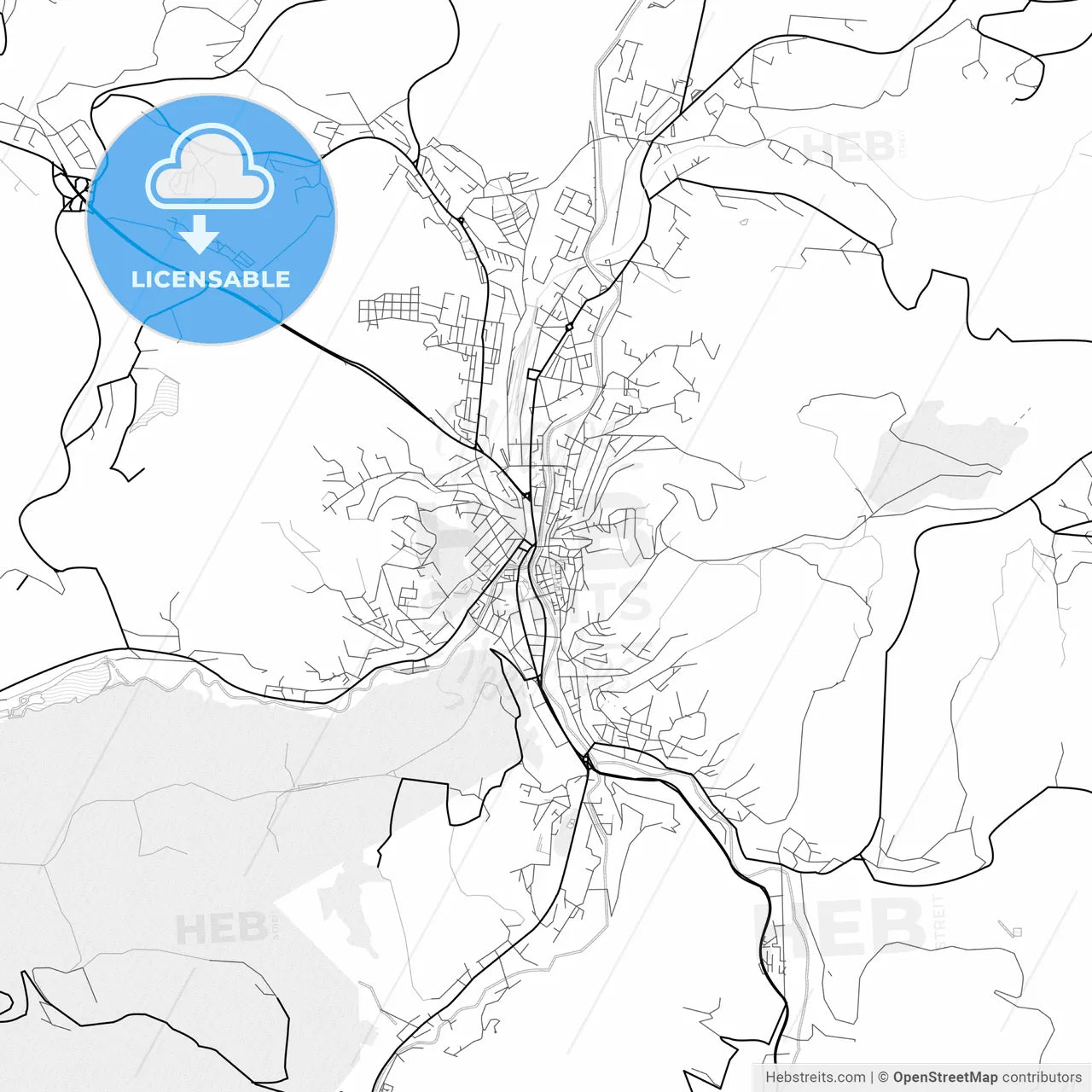 Vector PDF map of Gabrovo, Bulgaria