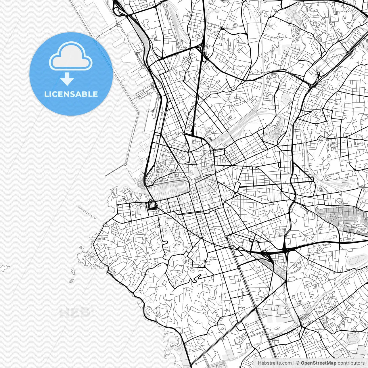 Vector PDF map of Marseille, France