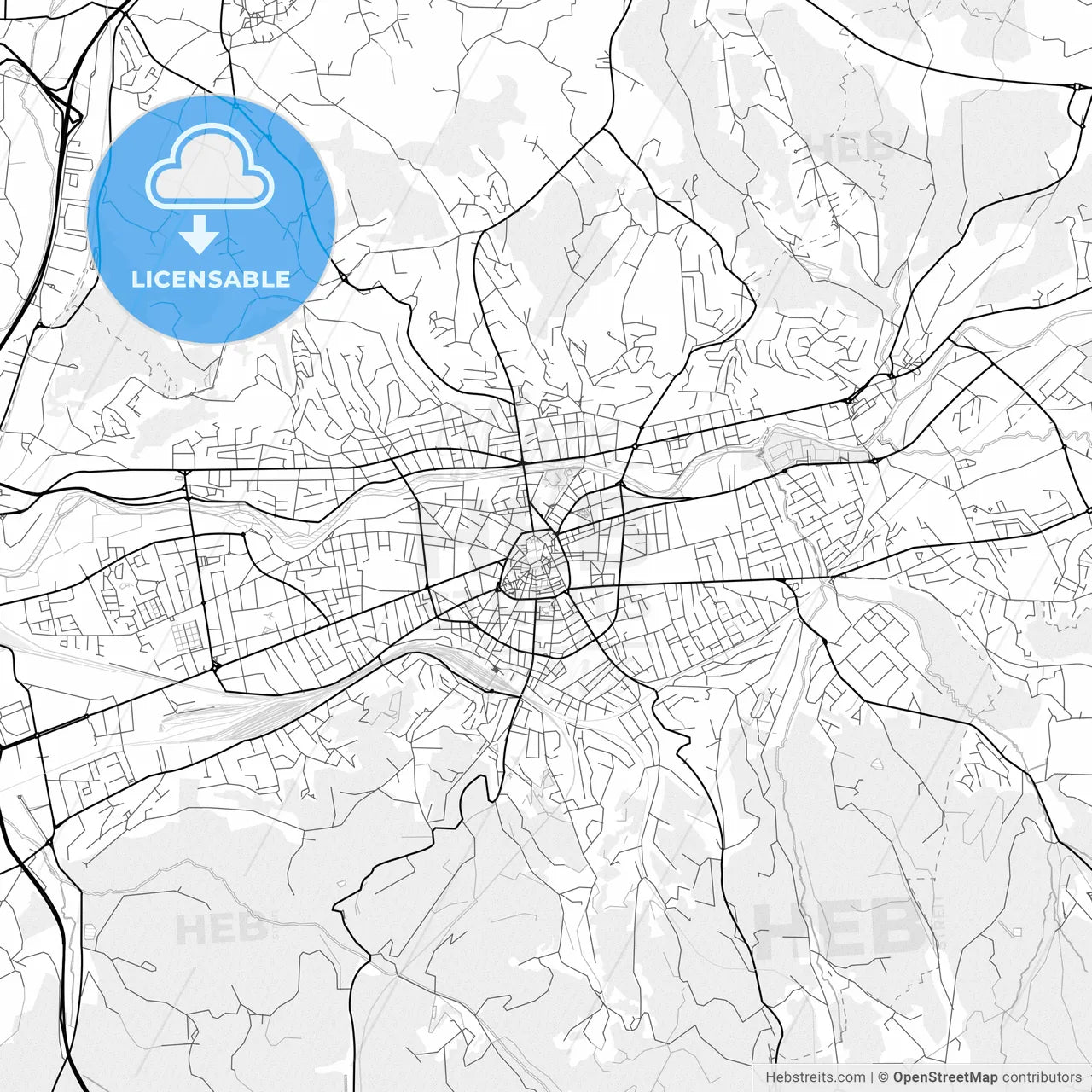 Vector PDF map of Brive-la-Gaillarde, France