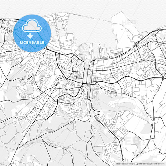 Vector PDF map of Cherbourg-Octeville, France