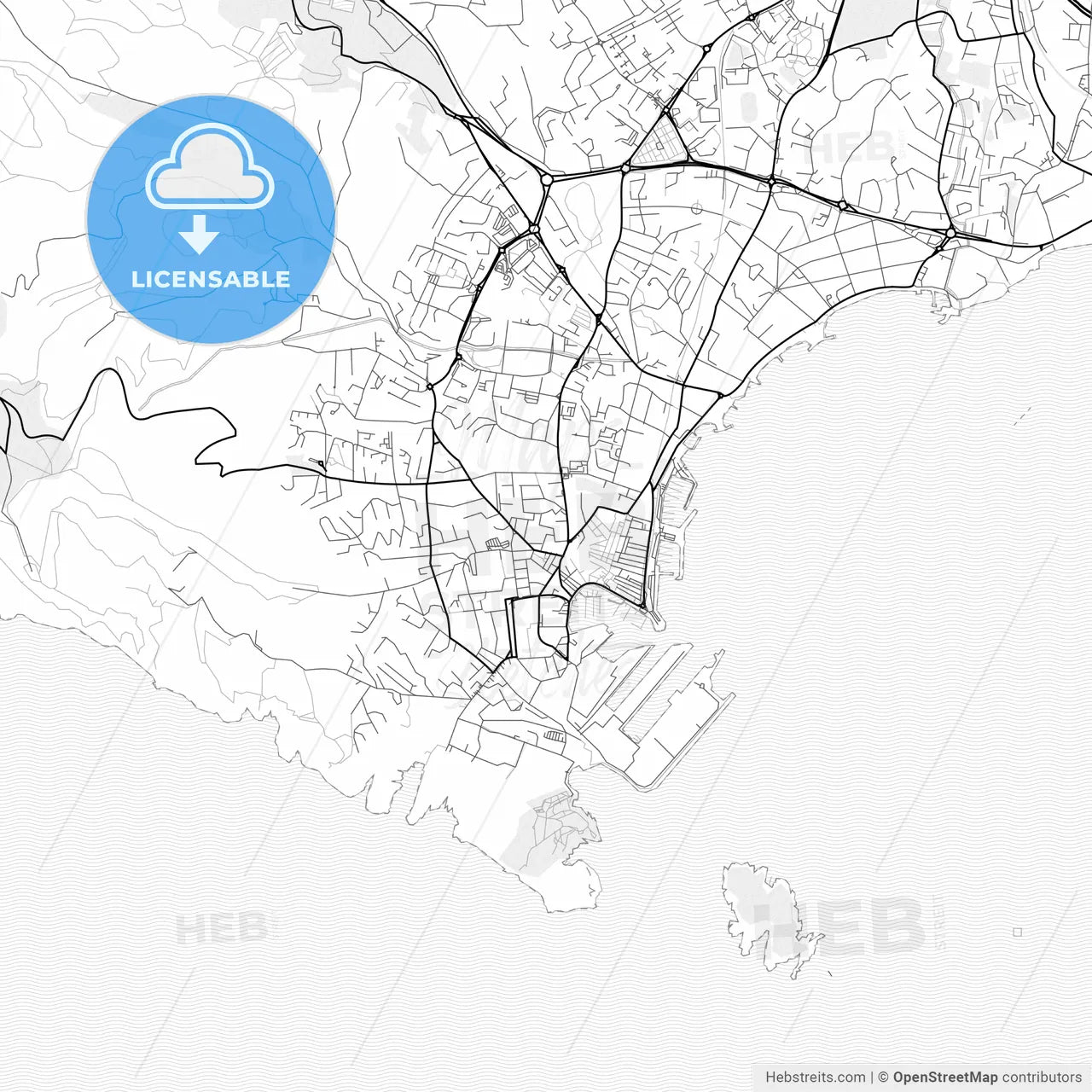 Vector PDF map of La Ciotat, France