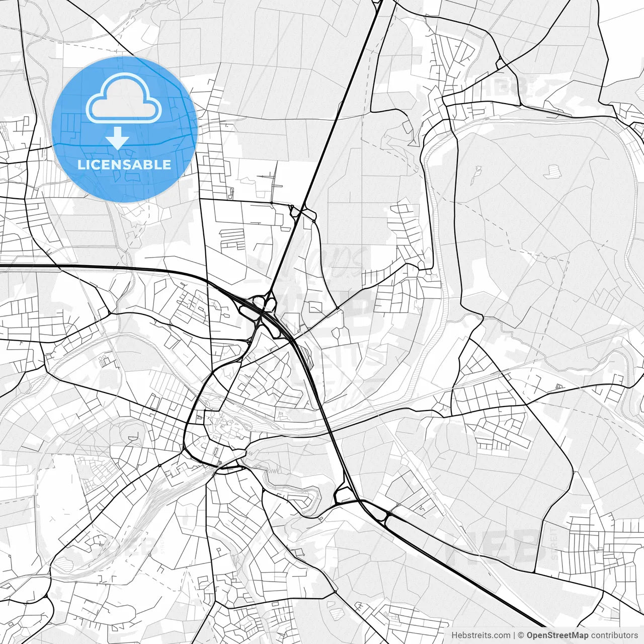 Vector PDF map of Limburg an der Lahn, Germany