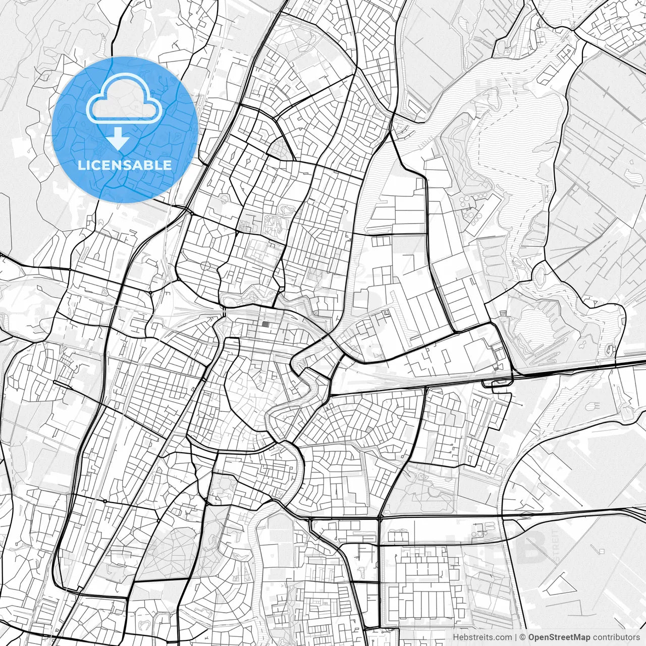 Vector PDF map of Haarlem, Netherlands