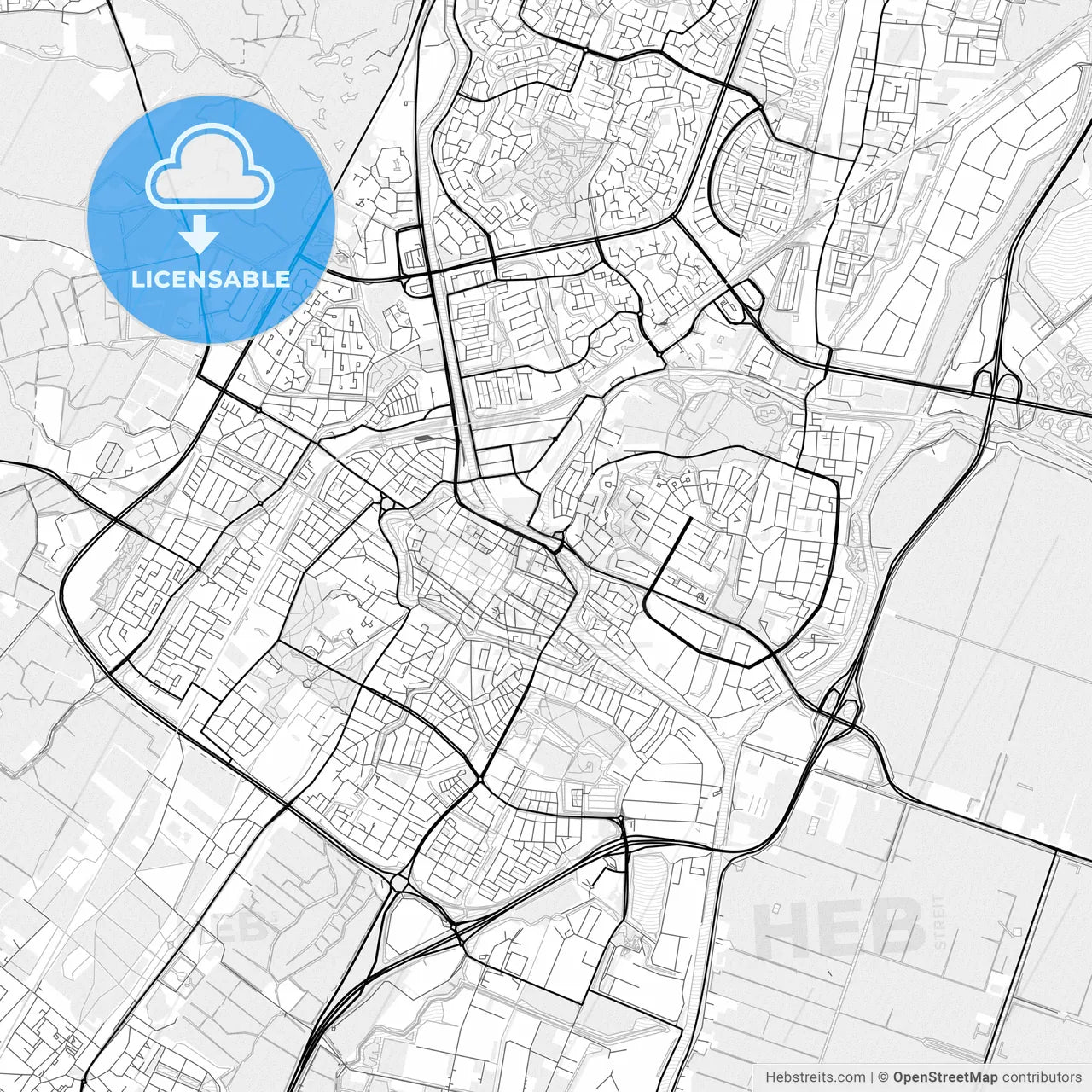 Vector PDF map of Alkmaar, Netherlands