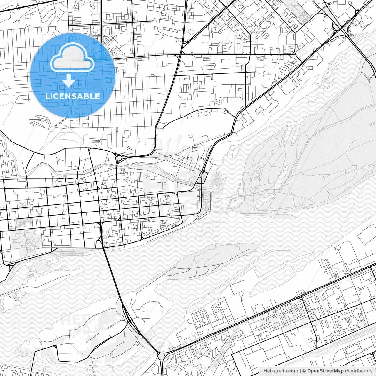 Vector PDF map of Krasnoyarsk, Russia