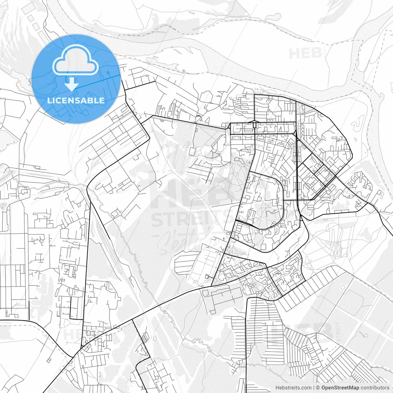 Vector PDF map of Kirovo-Chepetsk, Russia