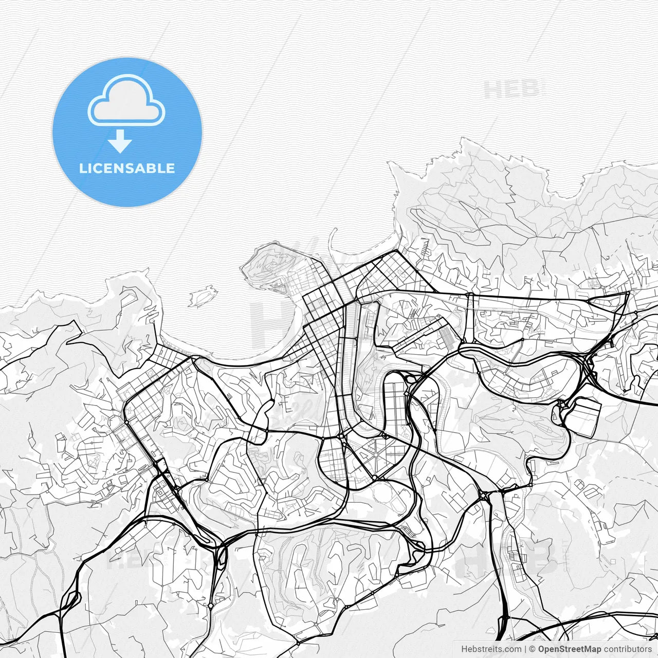 Vector PDF map of Donostia / San Sebastián, Spain