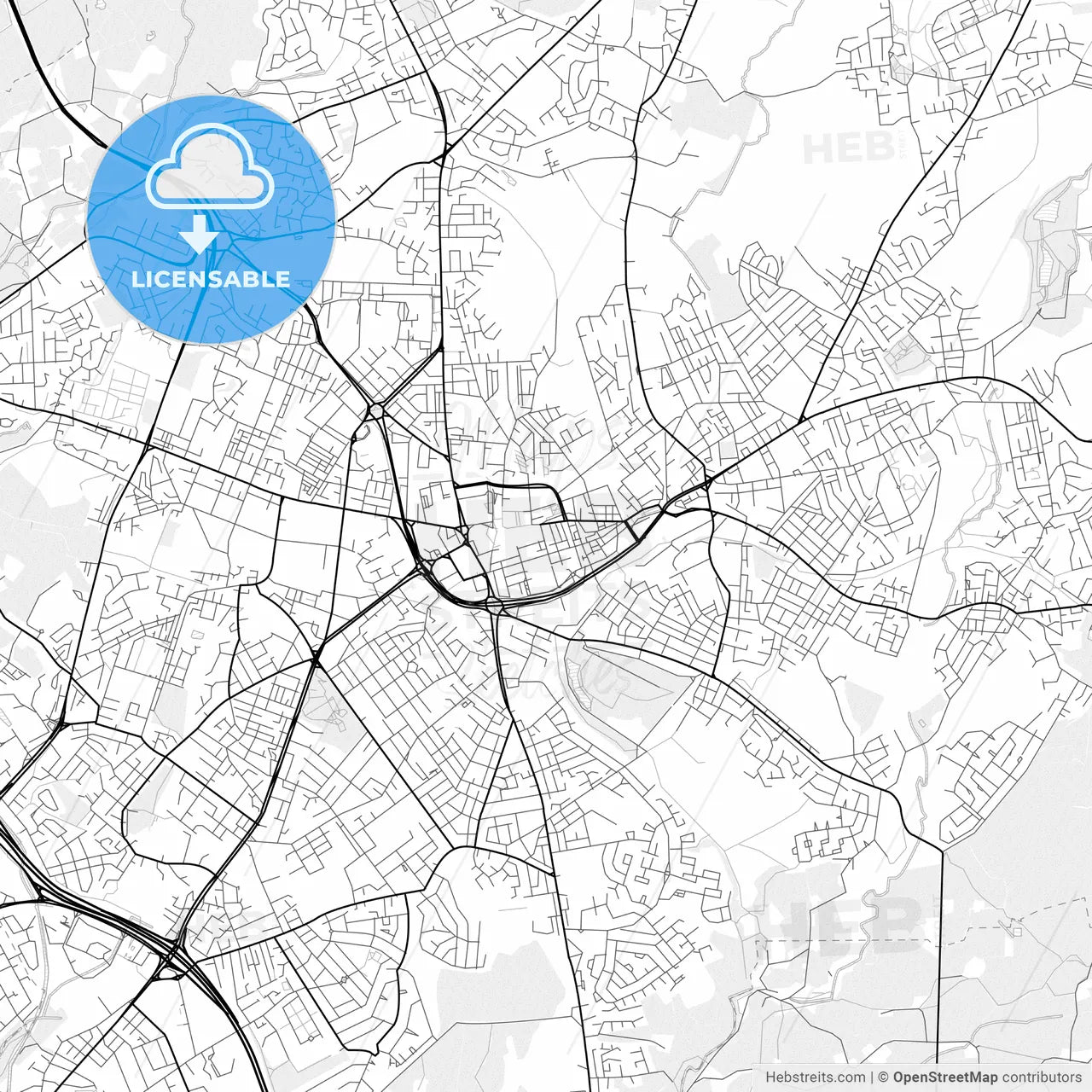 Vector PDF map of Oldham, England