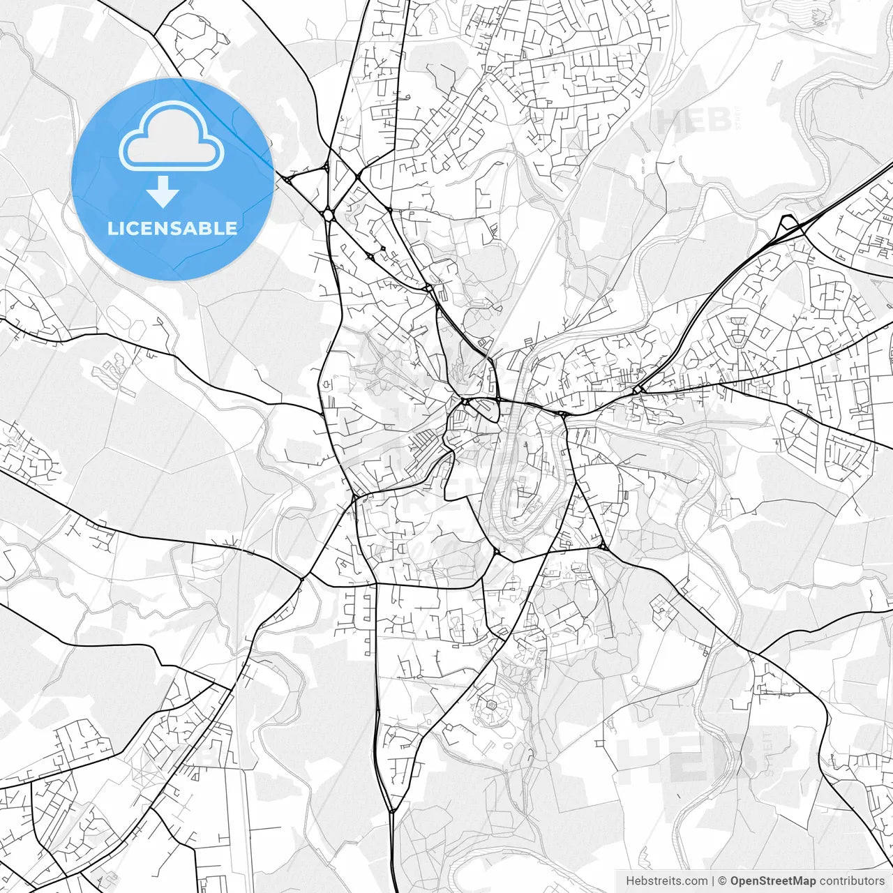 Vector PDF map of Durham, England