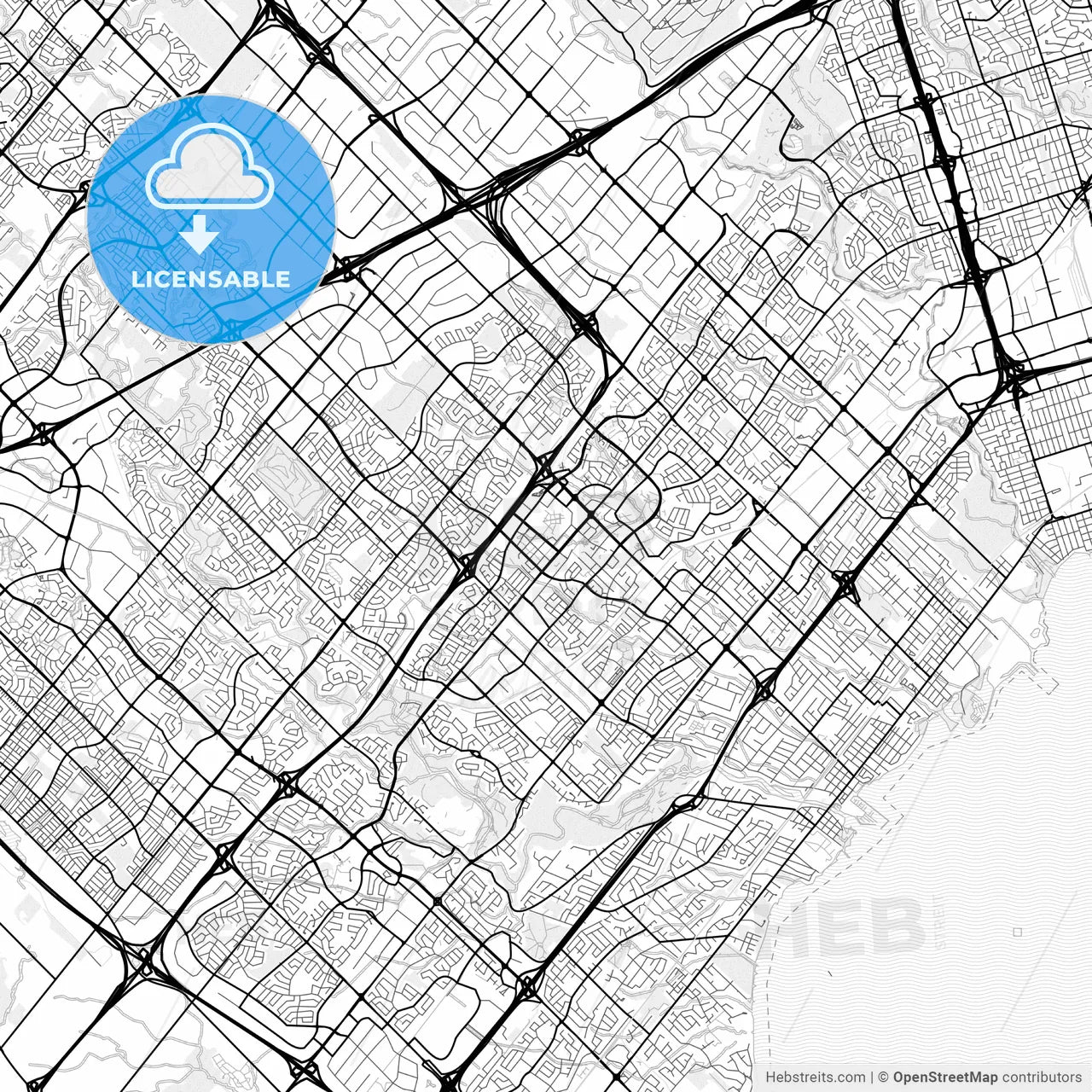 Vector PDF map of Mississauga, Canada