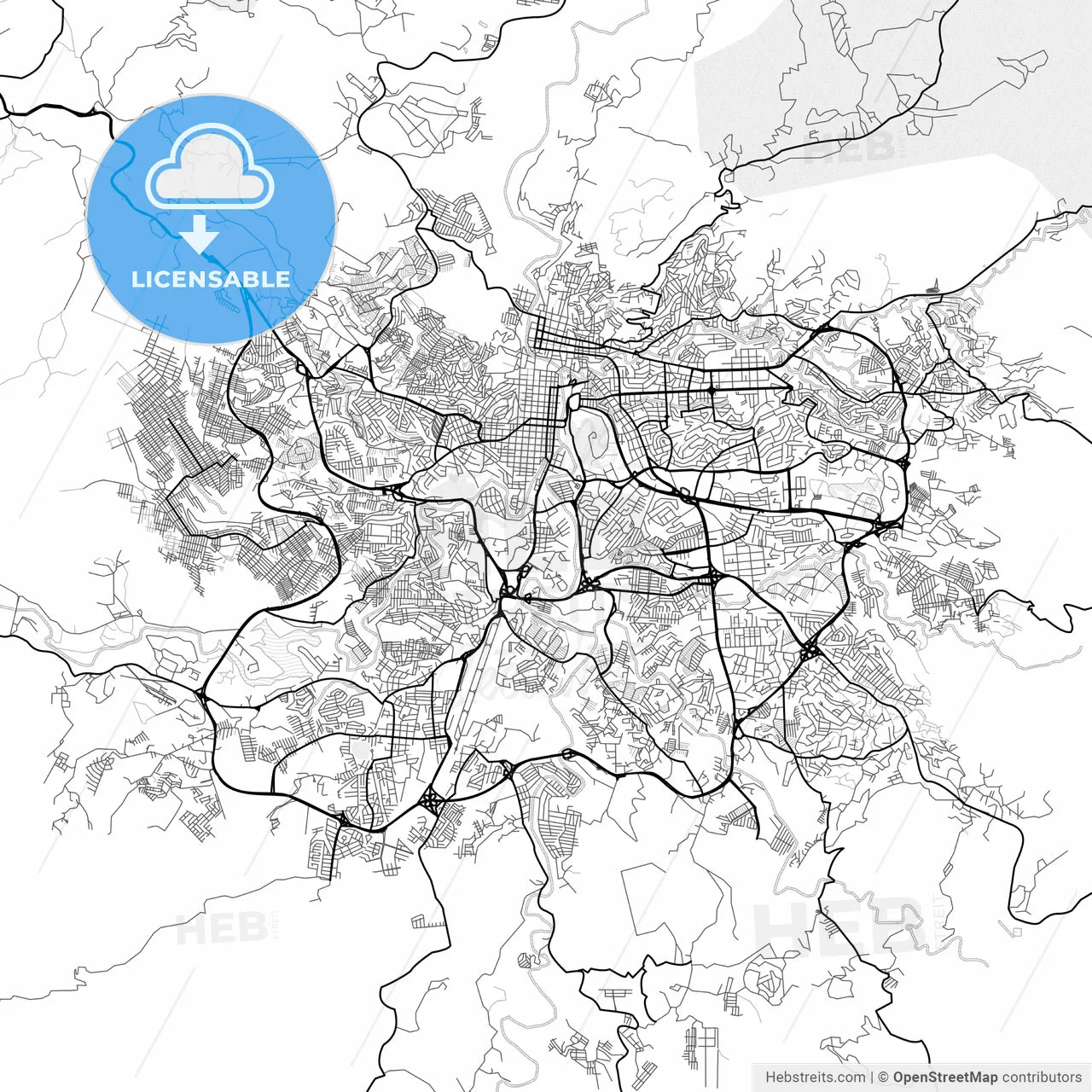 Vector PDF map of Tegucigalpa, Honduras