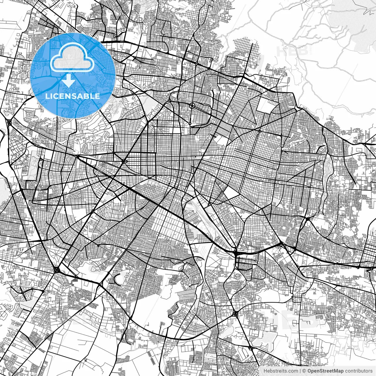 Vector PDF map of Guadalajara, Mexico