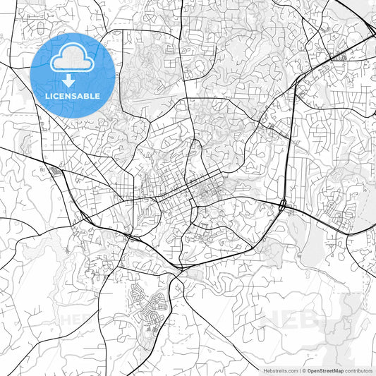 Vector PDF map of Chapel Hill, North Carolina, United States