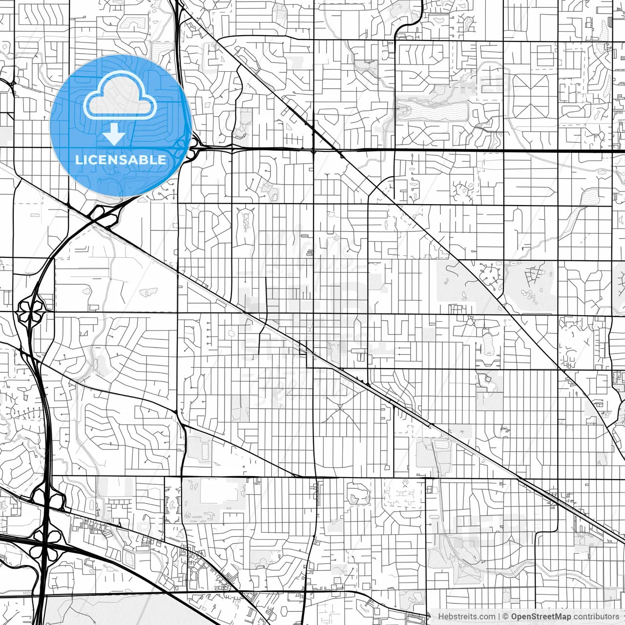 Vector PDF map of Arlington Heights, Illinois, United States