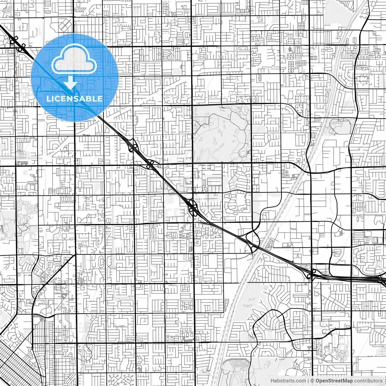 Vector PDF map of Fountain Valley, California, United States