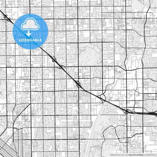 Vector PDF map of Fountain Valley, California, United States