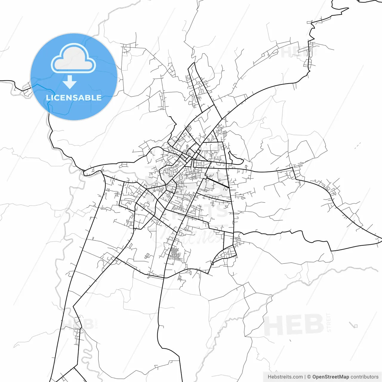 Vector PDF map of Kotamobagu, Indonesia