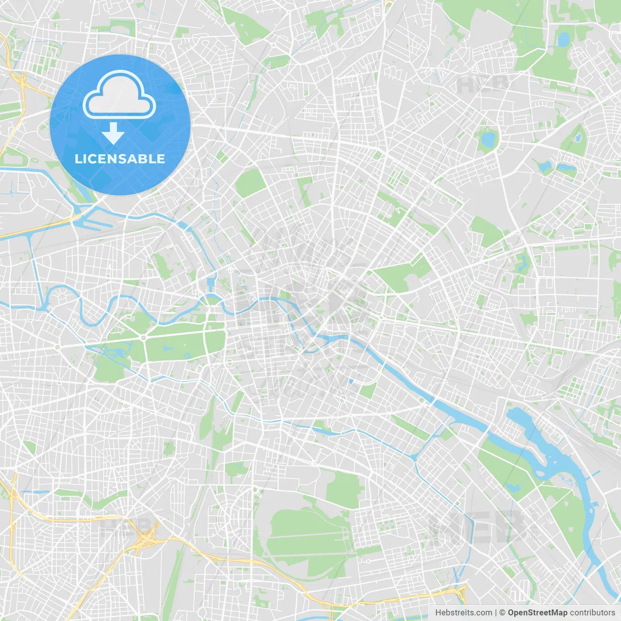Berlin, Germany printable street map