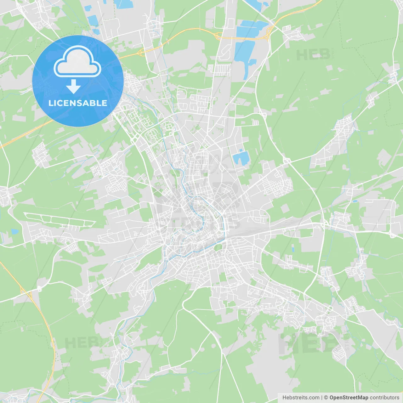 Erfurt, Germany printable street map