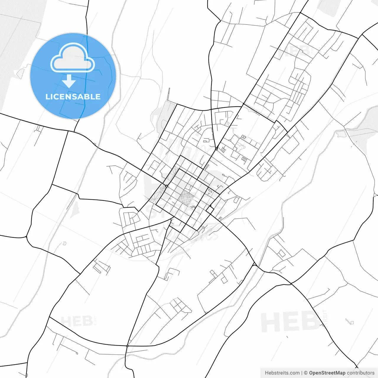 Vector PDF map of Bjelovar, Croatia