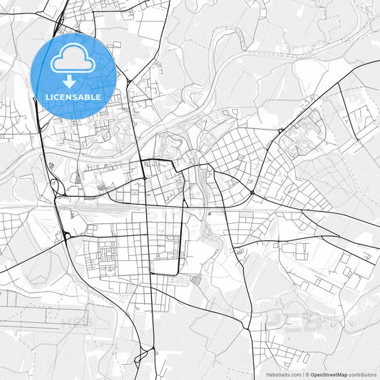 Vector PDF map of Pardubice, Czechia