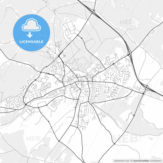 Vector PDF map of Mullingar, Ireland