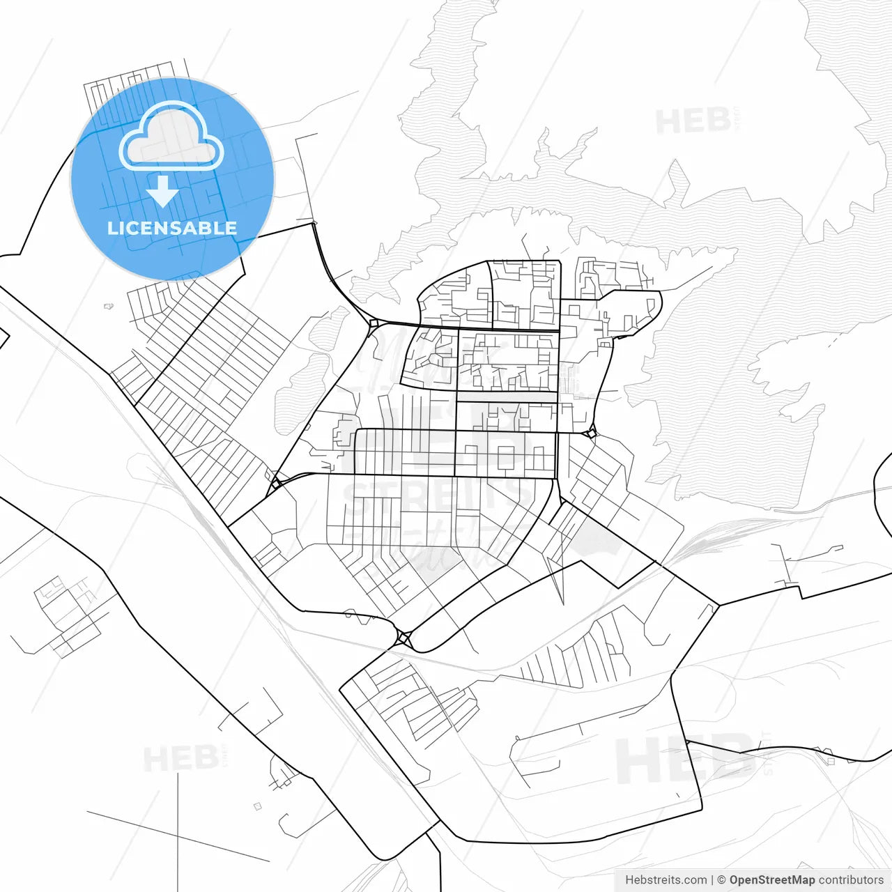 Vector PDF map of Zhezkazgan, Kazakhstan