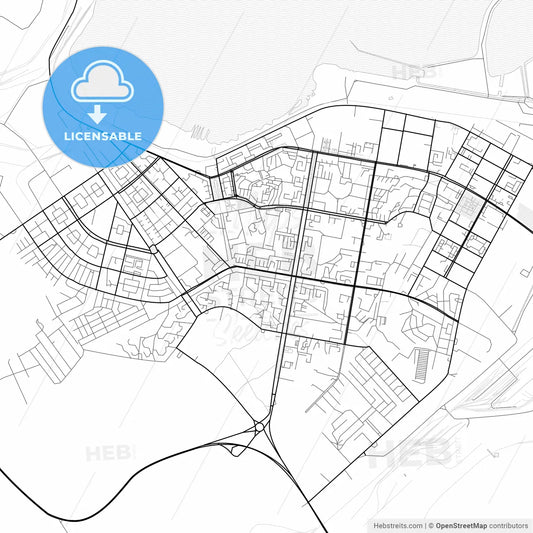 Vector PDF map of Temirtau, Kazakhstan