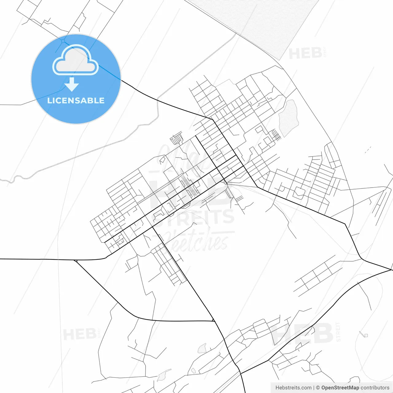 Vector PDF map of Saran, Kazakhstan