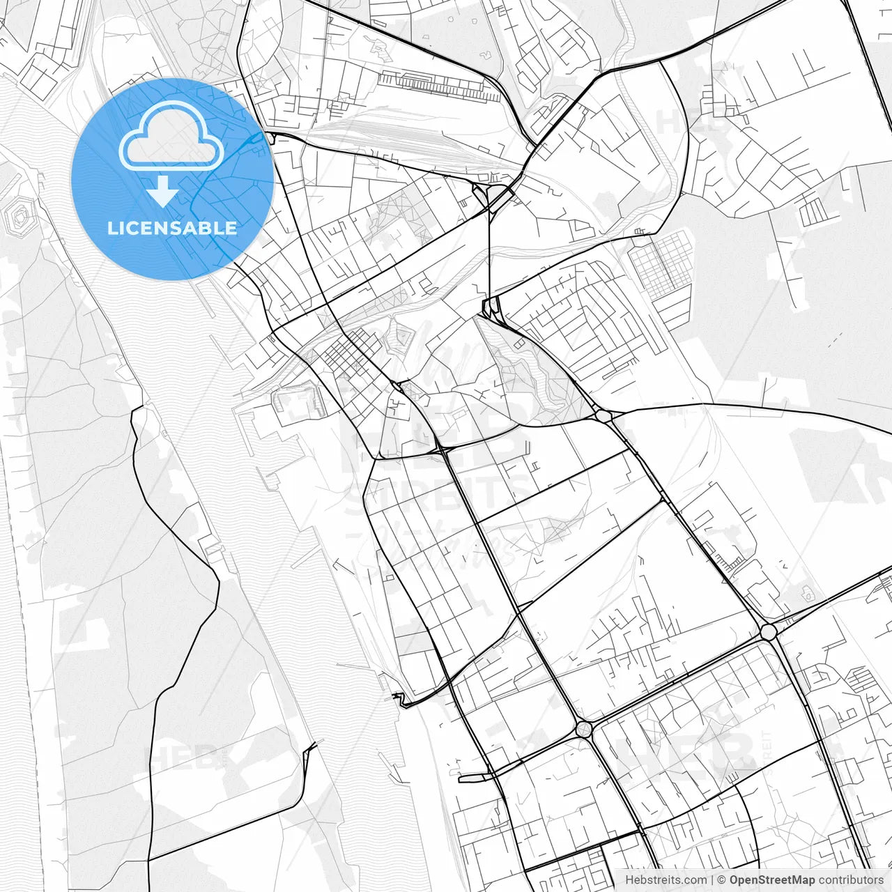 Vector PDF map of Klaipėda, Lithuania
